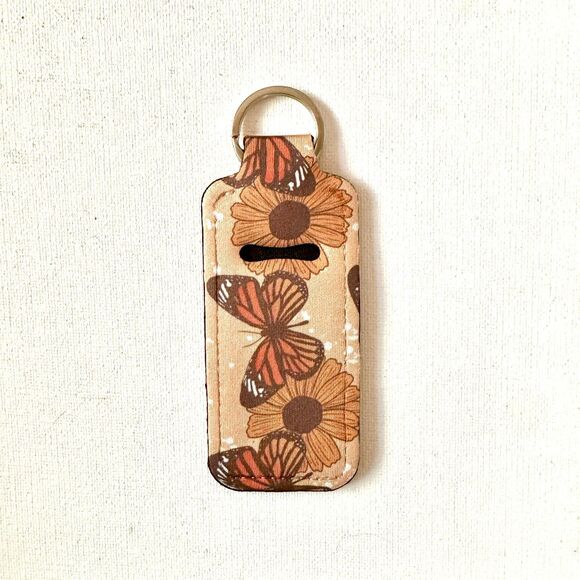 Butterfly Chapstick Holder Keychain Ring / Boho Lip Balm Holder Accessory - Picture 2 of 3